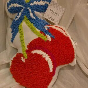 Zandora Teen Home Red Cherries Throw Pillow - NWT Crochet Multicolor 14 x 20